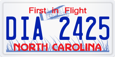 NC license plate DIA2425