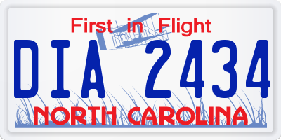 NC license plate DIA2434