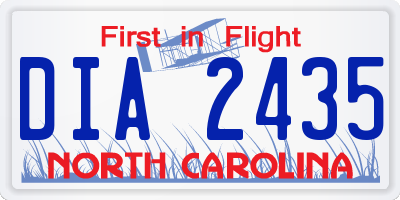 NC license plate DIA2435