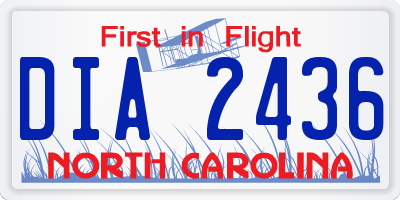 NC license plate DIA2436