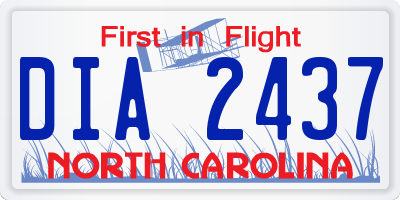 NC license plate DIA2437