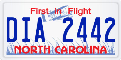 NC license plate DIA2442