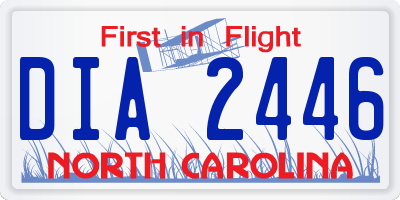 NC license plate DIA2446