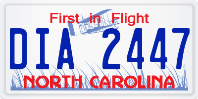 NC license plate DIA2447