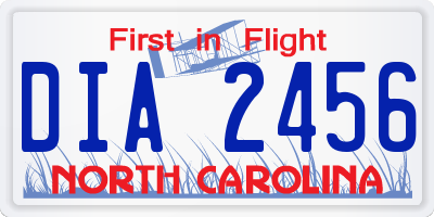 NC license plate DIA2456