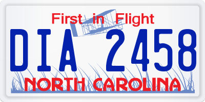 NC license plate DIA2458