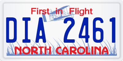 NC license plate DIA2461