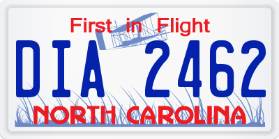 NC license plate DIA2462