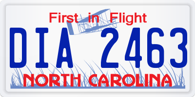 NC license plate DIA2463
