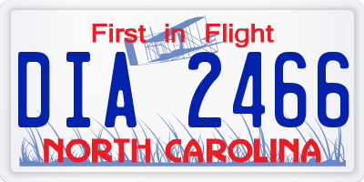 NC license plate DIA2466