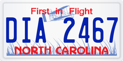 NC license plate DIA2467
