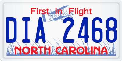 NC license plate DIA2468
