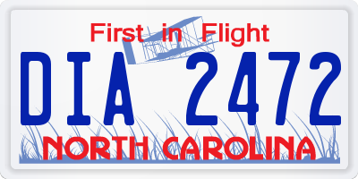 NC license plate DIA2472