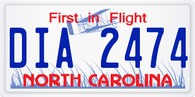 NC license plate DIA2474
