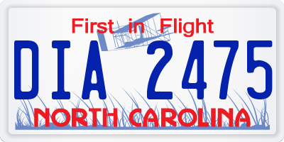 NC license plate DIA2475