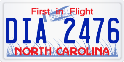 NC license plate DIA2476