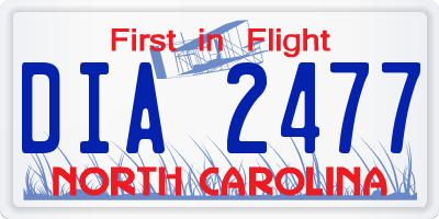 NC license plate DIA2477