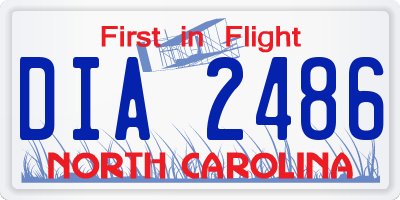 NC license plate DIA2486