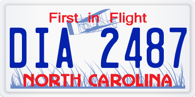 NC license plate DIA2487