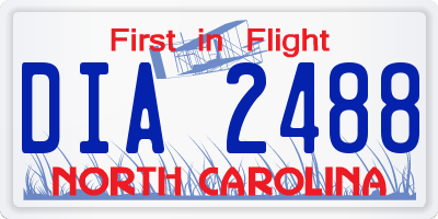 NC license plate DIA2488