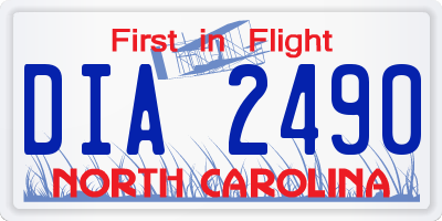 NC license plate DIA2490