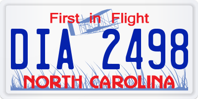 NC license plate DIA2498