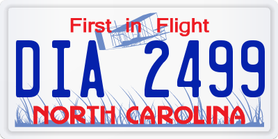 NC license plate DIA2499