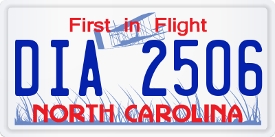 NC license plate DIA2506