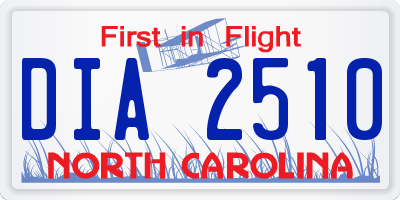 NC license plate DIA2510