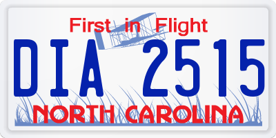 NC license plate DIA2515