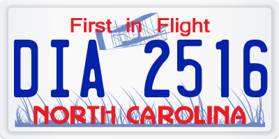 NC license plate DIA2516