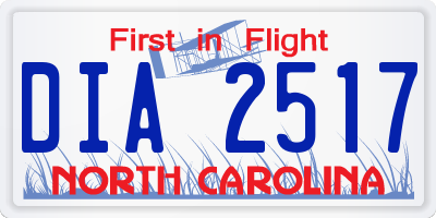 NC license plate DIA2517