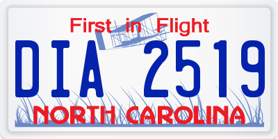 NC license plate DIA2519