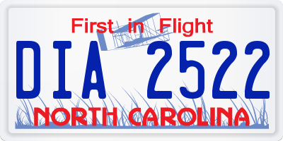 NC license plate DIA2522