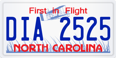 NC license plate DIA2525