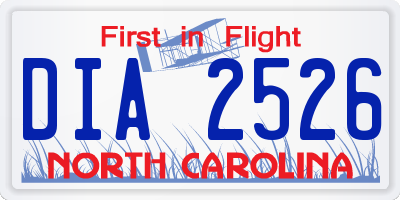NC license plate DIA2526