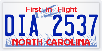 NC license plate DIA2537