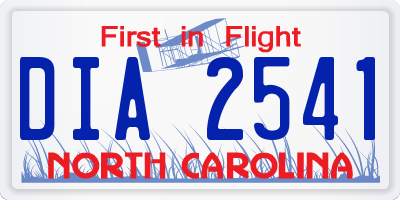NC license plate DIA2541