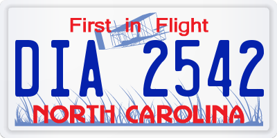 NC license plate DIA2542