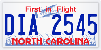 NC license plate DIA2545