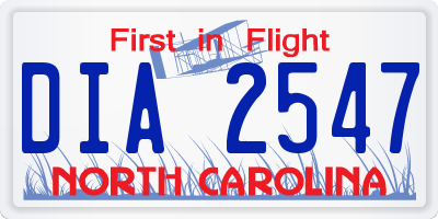 NC license plate DIA2547