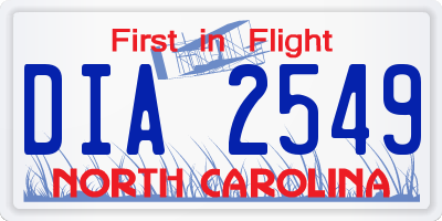 NC license plate DIA2549