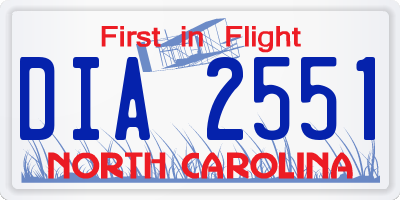 NC license plate DIA2551