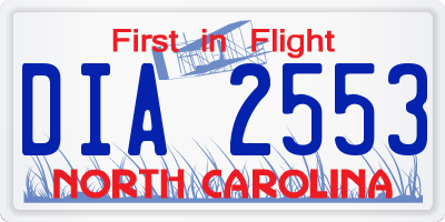 NC license plate DIA2553