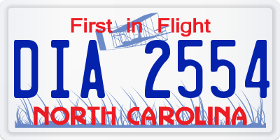 NC license plate DIA2554