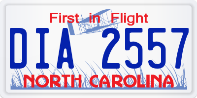 NC license plate DIA2557