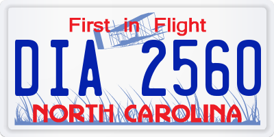 NC license plate DIA2560