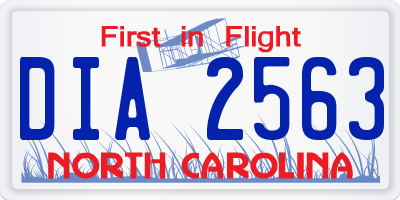 NC license plate DIA2563