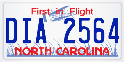 NC license plate DIA2564