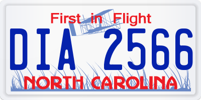 NC license plate DIA2566